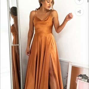 Oh hello - Anna cowl neckline gown - sunset orange - small